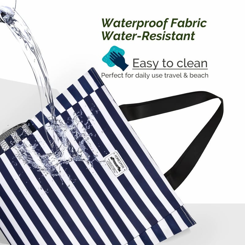 Buringer Large Waterproof Beach Bag for Women Sandproof Tote Bag with Zipper and Pockets Pool Bag for Travel Gym Vacation - Image 3